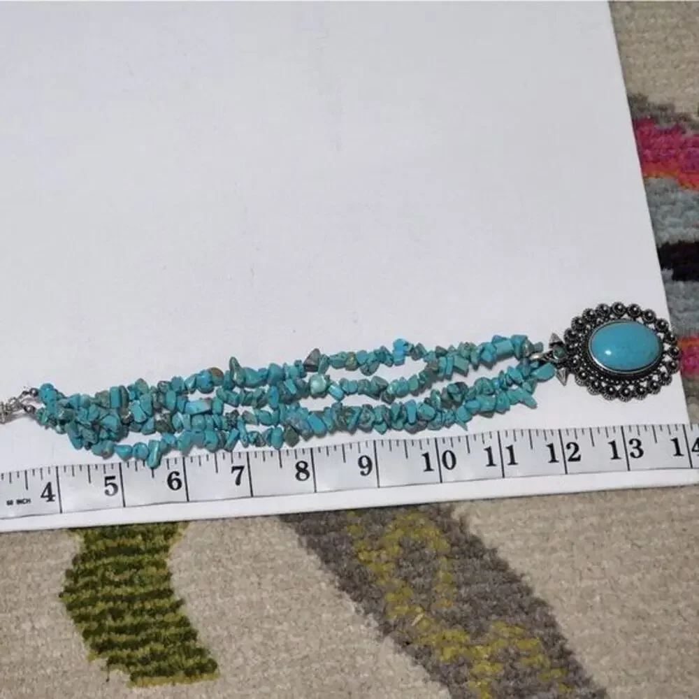 Jules turquoise beaded double‎ strand pendant necklace